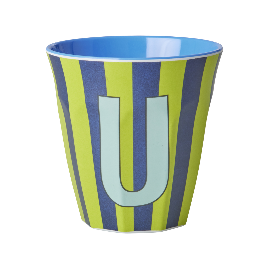 RICE - Lettre "U" Bleu lignée - Gobelet 250 ML - MEDIUM  