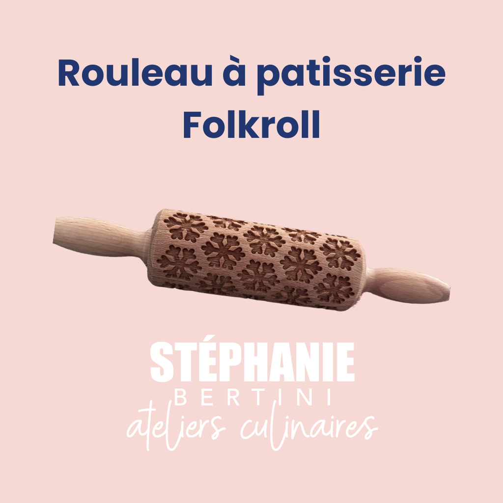 Folkroll - Rouleau à empreintes en bois - 23 CM - Thème Noël - Snowflakes (Flocons de neige)