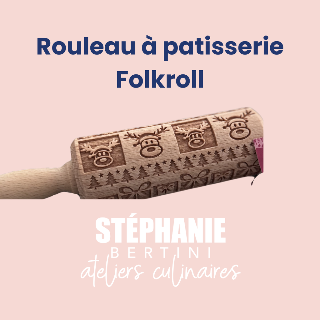 Folkroll - Rouleau à empreintes en bois - 23 CM - Thème Noël - Christmas Joy