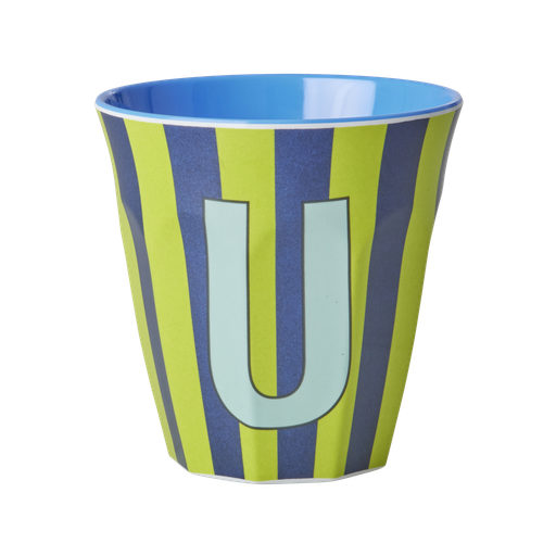 RICE - Lettre "U" Bleu lignée - Gobelet 250 ML - MEDIUM  