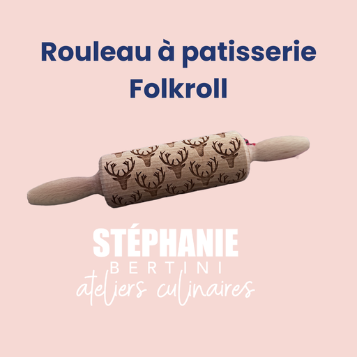 Folkroll - Rouleau à empreintes en bois - 23 CM - Thème Noël - Deer (Rennes)